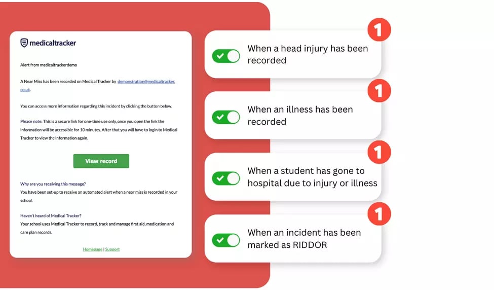 Recording a near miss accident in schools