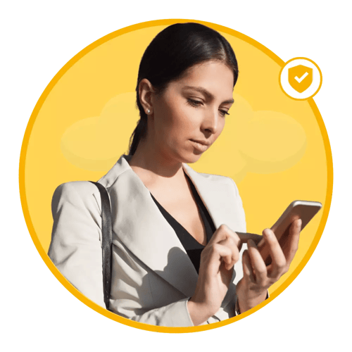 A MAT CEO checking an accident investigation status on her phone.