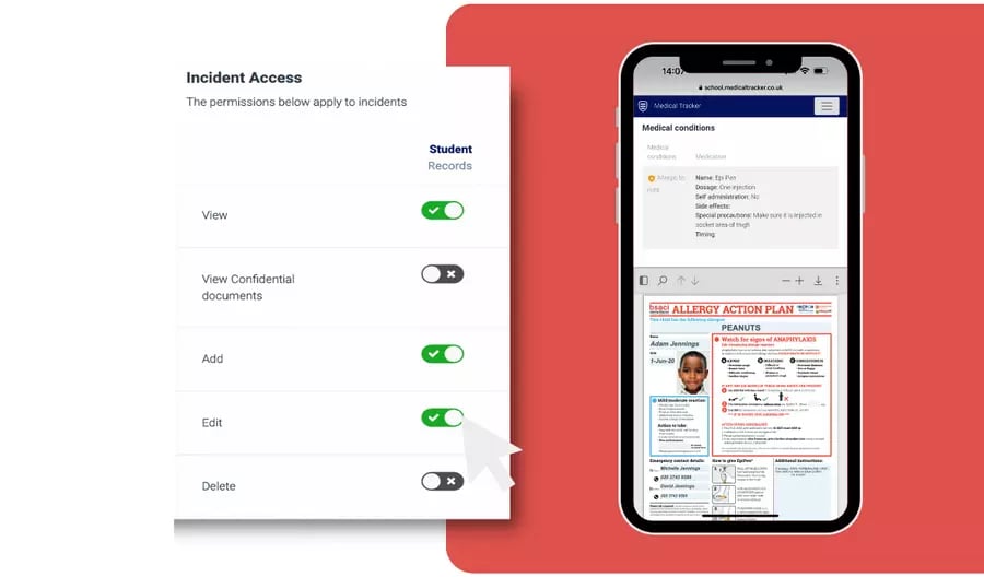 Control permissions for first aid incident records