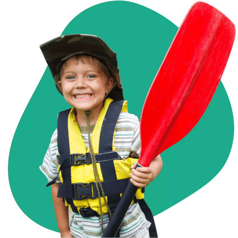 A child enjoying summer camp activities safely.