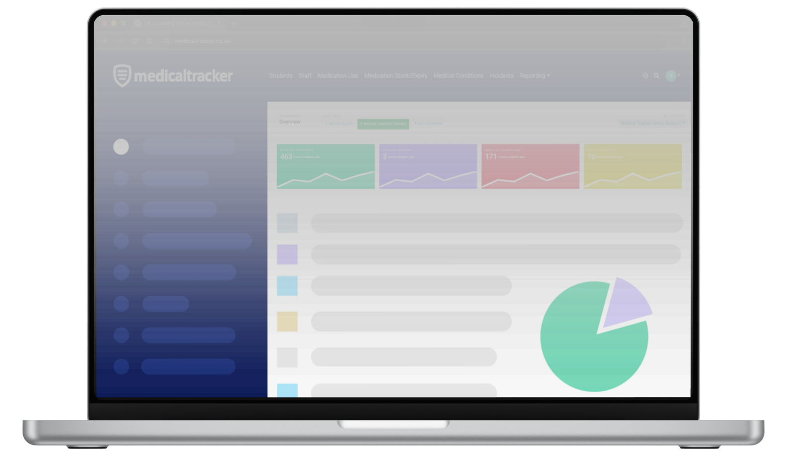 Medical Tracker dashboard on a laptop