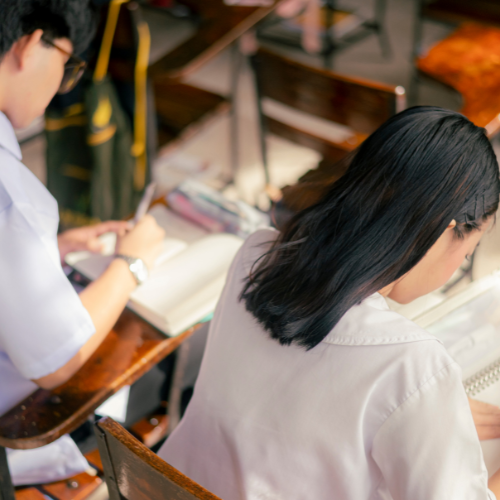 International school students in the classroom