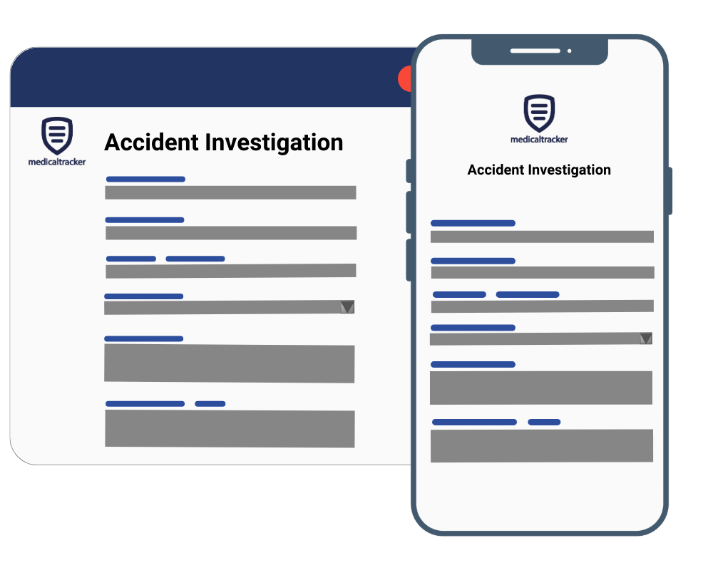 Screenshot of accident report book page on mobile devices