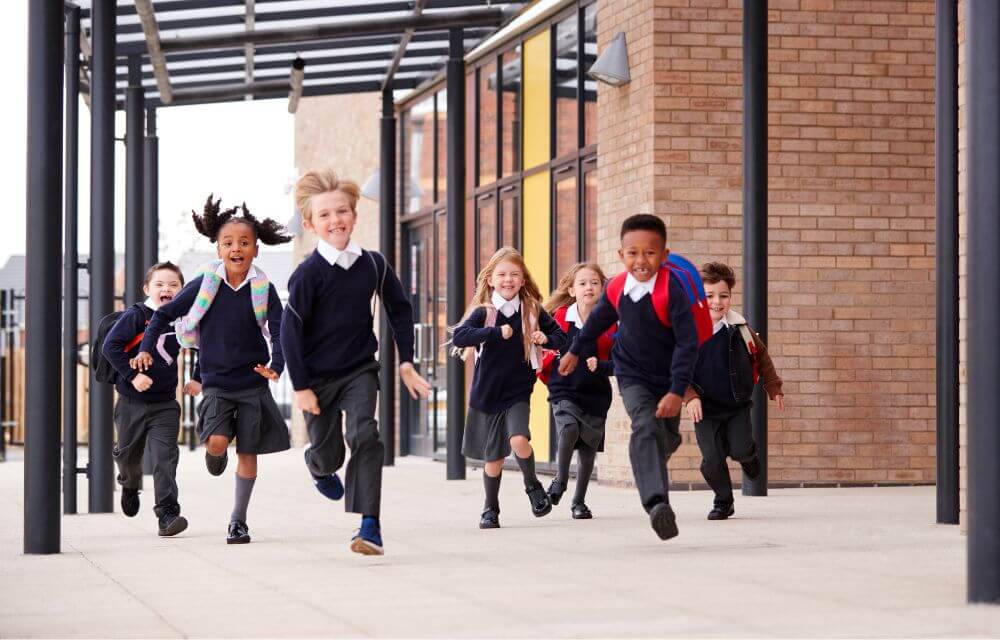 Children running to class